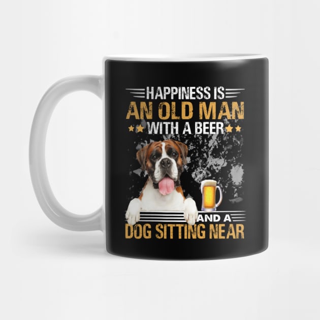 Happiness Is An Old Man With A Beer And A Boxer Dog Sitting Near by Magazine